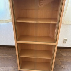 本棚 キャスター付き/書棚 飾り棚 ショーケース キャビネットの画像