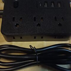 未使用USB電源タップ 1m (コンセント×6 Type-C×1 USB-A×3) ブラックの画像