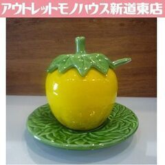 MADE IN ITALY 陶器製 フルーツ型 調味料入れ 匙付...