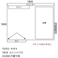 TOTO サザナ　ユニットバス1818の画像