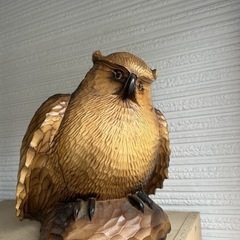 フクロウ 木彫　