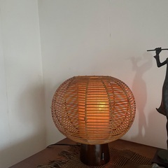 繊細な竹細工　☆☆　ランプ照明　H27cm　☆☆　豆ランプ付きの画像