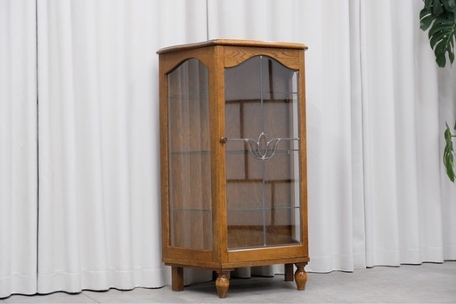 KF-29【新入荷　リサイクル品】三越ブルージュ　オーク材　ステンドグラス　キュリオケース　670