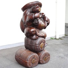 NA9185 超特大　大黒様　高さ約1.6m 縁起物　七福神　大黒天　開運　一木造　木工芸の画像