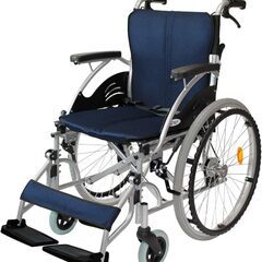 ケアテックジャパン 自走式 アルミ製 折りたたみ 車椅子 ハピネス ネイビー CA-10SU | Caretech Japan CA-10SU Self-Propelled Aluminum Folding Wheelchair, Happiness, Navyの画像