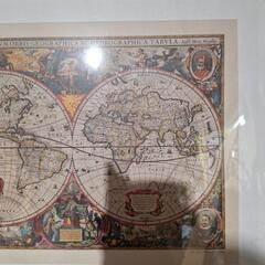 【17世紀】アンティーク地図ポスター【両半と球世界地図】レトロ インテリアの画像