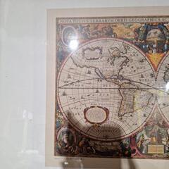 【17世紀】アンティーク地図ポスター【両半と球世界地図】レトロ インテリアの画像