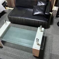 【閉館ホテル特売 スタイリッシュガラスローテーブル】実物写真あり...