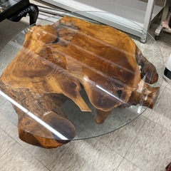【ジモティー割引で最大15％OFF⭐️】 天然木　ガラス天板　ロ...
