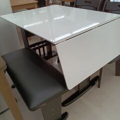 リユースのサカイ栃木店★ジモティ割あり★  ダイニングセット ホワイト W90～120×D75×H70 クリーニング済み TC9272の画像