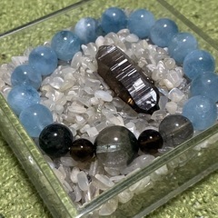天然アクアマリンガネーシュヒマール産クローライト&アクチノライトインブレスレットの画像