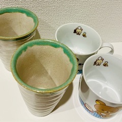 USEDリラックマ柄のマグカップ2個+和風のティーカップ2個セット　バラ売り不可 の画像