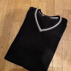 OLD UNIQLOサマーセーターニットVネックM黒Tシャツ半袖...