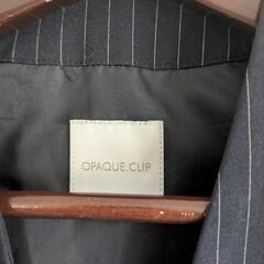 【美品】opacue.clip ノーカラージャケット　ネイビー　ストライプ　Sの画像