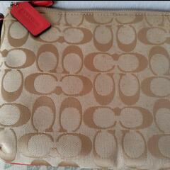 COACH コーチ ショルダーバッグ キャンバス/レザー 茶 レッドの画像