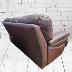 【美品】三人掛け　合皮ソファー　ブラウンの画像
