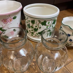 陶器 植木鉢カバー & ヒヤシンス花瓶の画像