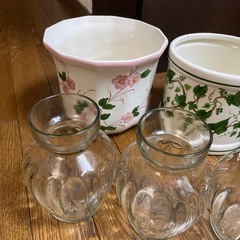 陶器 植木鉢カバー & ヒヤシンス花瓶の画像