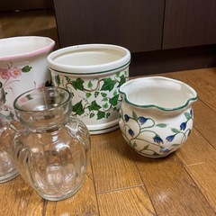 陶器 植木鉢カバー & ヒヤシンス花瓶の画像