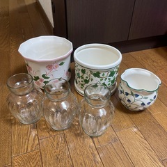陶器 植木鉢カバー & ヒヤシンス花瓶の画像