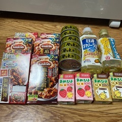 決まりました　食品詰め合わせ　缶詰　油　飲料　麻婆豆腐　レトルト