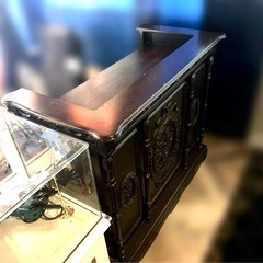 アンティーク風　バーカウンター 木製 ダークブラウンの画像
