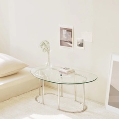 クリアテーブル ガラステーブル ペブルテーブルの画像