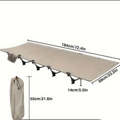 ★新品未使用★ キャンプ用ベッド、シンプルな昼寝用ベッド、屋内外での使用に最適、超軽量、コンパクト、折りたたみ式、静音設計、耐荷重150kg、防水、通気性、ポータブル、キャンプ、家庭用、ゲスト用、災害、緊急時の収納に便利 (カーキ)の画像