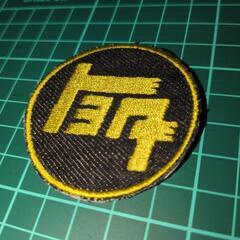 希少トヨタ 旧ロゴ 刺繍 ワッペン デニム生地　黄　TOYOTAデニム色移り注意の画像