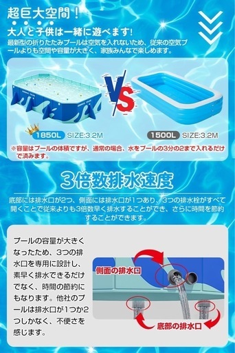 【新品未使用】空気入れ不要 非膨張式プール 希少 大型プール 折りたたみ 正規品 早い者勝ち