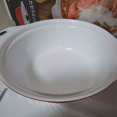 未使用　moodセラミック加工 IH対応 ガラス蓋付 卓上鍋 20cmレッドの画像