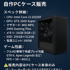 💻 自作ゲーミングPCケース販売（正常動作品）※ケース本体のみ