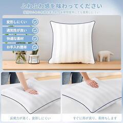 ストライプ クッション 2枚セット 白 45cmの画像