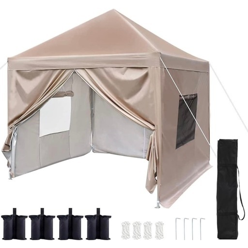 3m×3m 横幕付き ワンタッチ タープテント UVカット 4枚耐水専用横幕 3段階調節 キャンプ アウトドア 大型テント 屋外