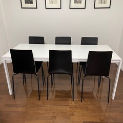美品　IKEA 伸長式ダイニングテーブル　椅子　セット　