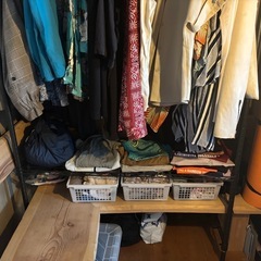 [お譲りします]3段ハンガーラック+コの字バー付きの画像