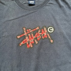 ☆OLD Stussy☆ 90s XL ネイビー グラフィック　Tシャツ 紺タグの画像