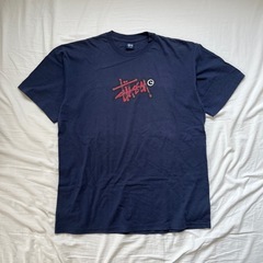 ☆OLD Stussy☆ 90s XL ネイビー グラフィック　...