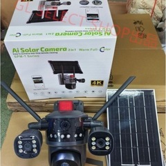 新品未使用 屋外 ソーラー3画面 4K 防犯カメラ