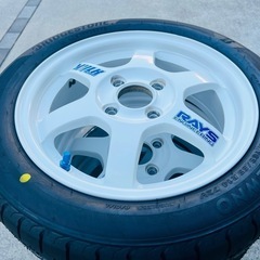 ★RAYS VR TE37 14インチ ダッシュホワイト　BSタイヤ装着★の画像