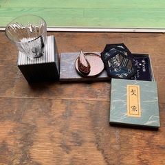 グラス　津軽塗り小物　染め物