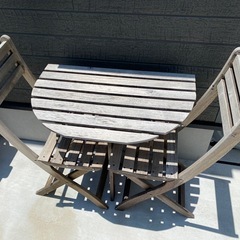 IKEA ASKHOLMEN  アカシア材テーブル&折りたたみチ...