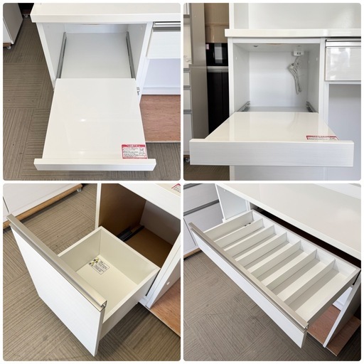 【超美品‼️】定価104,000円♪ ニトリ 120cm幅キッチンボード 食器棚 収納家具 艶あり木目調ホワイト♪