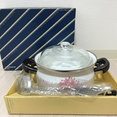 昭和レトロ ホーロー鍋 花柄  象印
