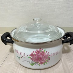 昭和レトロ ホーロー鍋 花柄  象印の画像