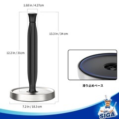 最終お値下げ❣️【新品未使用品】MR.SIGAキッチンペーパーホルダー、滑り止めステンレス、重底板、立式ティッシュペーパーホルダー、ブラックの画像