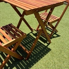 ガーデン3点セット ガーデンテーブル ガーデンチェア 2脚 木製 の画像