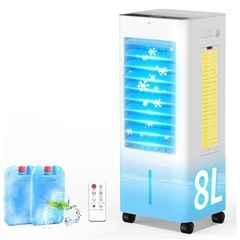 ②冷風機 8L大容量 【工事不要&3方向で省エネ】吸水し強冷感UP