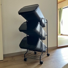 【リス】スタンドダストボックス 3段 ブラック 57L (19L...