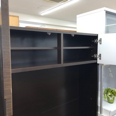 テレビボード　ハイタイプ　扉付き　ダークブラウン【取りに来れる方限定】の画像